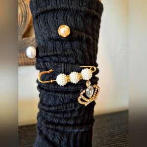 Jeweled Charm Slouch Scrunch Socks New